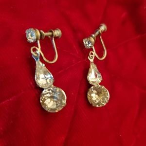 1930 Vintage Estate Rhinestone clip on earrings